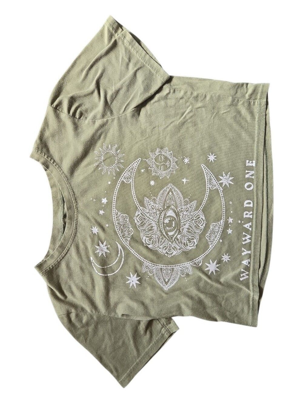 Romwe Green Fairy Moon Cropped Tee - M